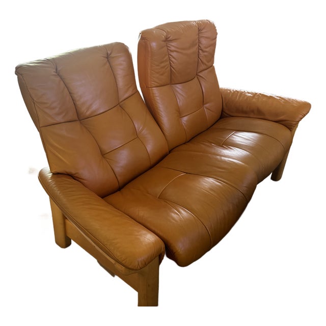 1990s Ekornes Stressless Reclining Leather Sofa For Sale