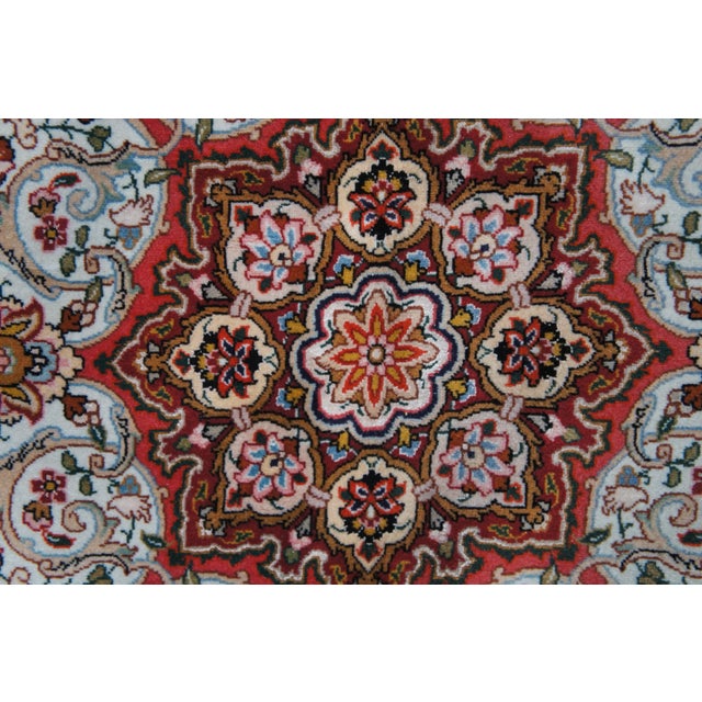 Mid 20th Century Mid 20th Century Very Fine Silk & Wool Floral All Over Red Medallion Birds Area Rug Carpet 13' X 10' For Sale - Image 5 of 12