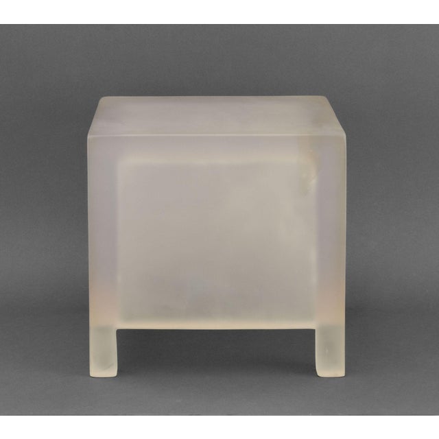 Modern Frosted Resin Low Side Table or Stool. 13.25" H x 13.75" W x 13.75" D. Provenance: From a 35 Sutton Place Estate.