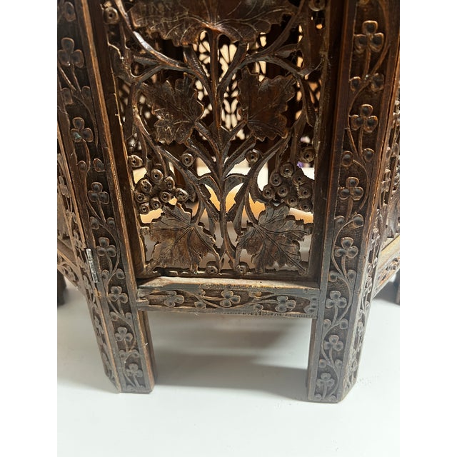 Early 20th Century Early 20th Century Mid Century Moroccan Hand Carved Octagon Folding Side Table For Sale - Image 5 of 11