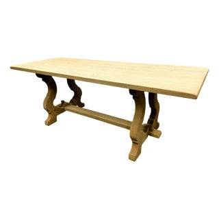 Vintage French Dining Table in Sanded Oak, 1970s For Sale