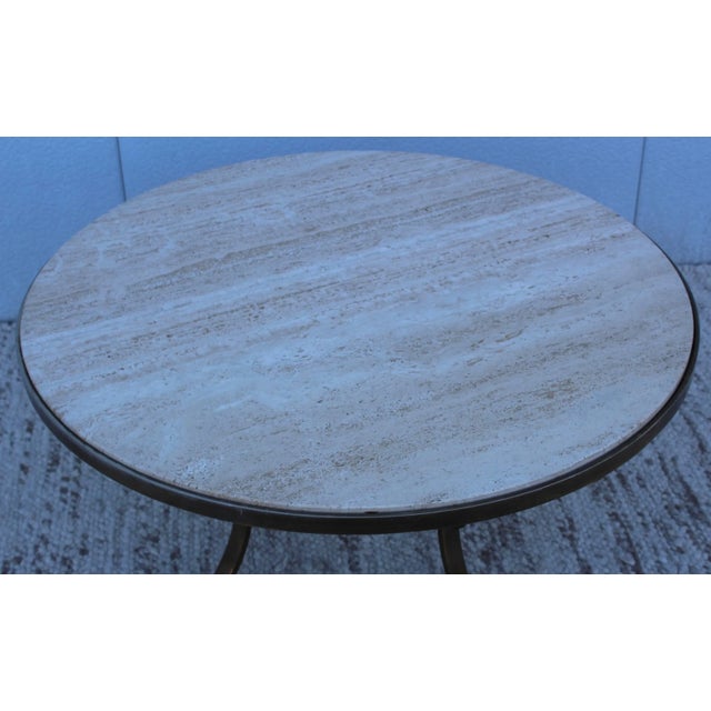 Mid 20th Century 1960s Bronze With Travertine Top Coffee Table For Sale - Image 5 of 11