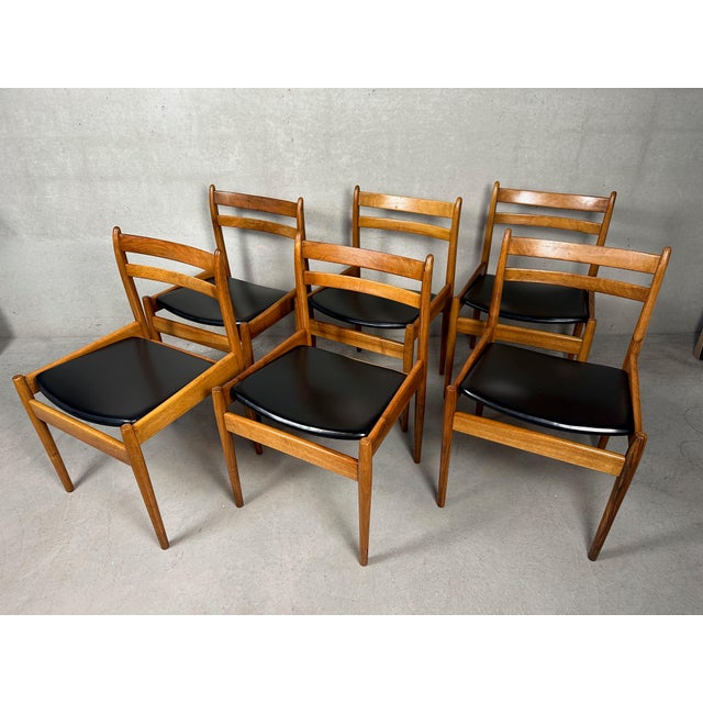 Wood Vintage Dining Table and Chairs by Jos de Mey for Van Den Berghe Pauvers, 1960s, Set of 7 For Sale - Image 7 of 18