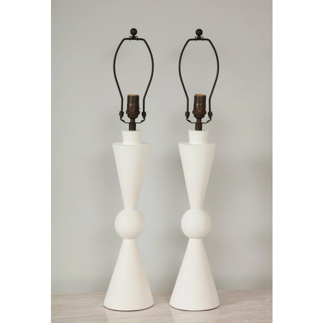 White Bespoke Hand Crafted Plaster Arlo Table Lamps - a Pair For Sale - Image 8 of 8