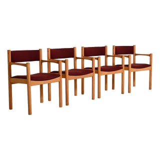 Beech Chairs with Armrests from Sorø Stolefabrik, Denmark, 1960s, Set of 4 For Sale