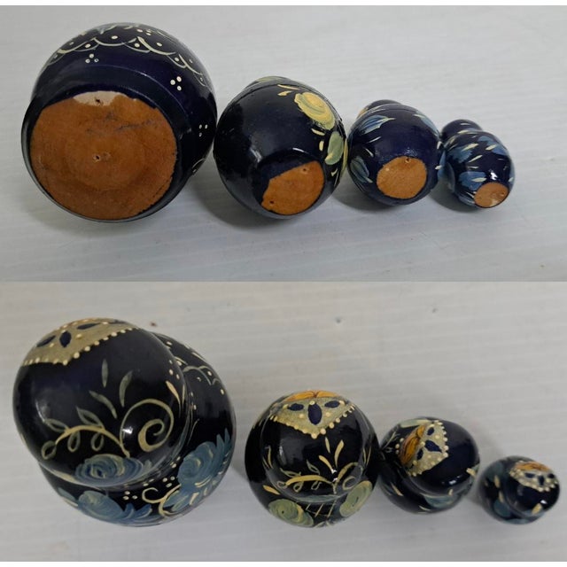 Vintage Lot 3 Russian Hand Painted Wooden Egg Sets Plus Matryoshka Dolls For Sale In West Palm - Image 6 of 12