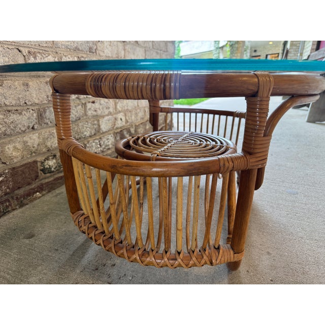 Wood Vintage Bamboo Coffee Table For Sale - Image 7 of 18