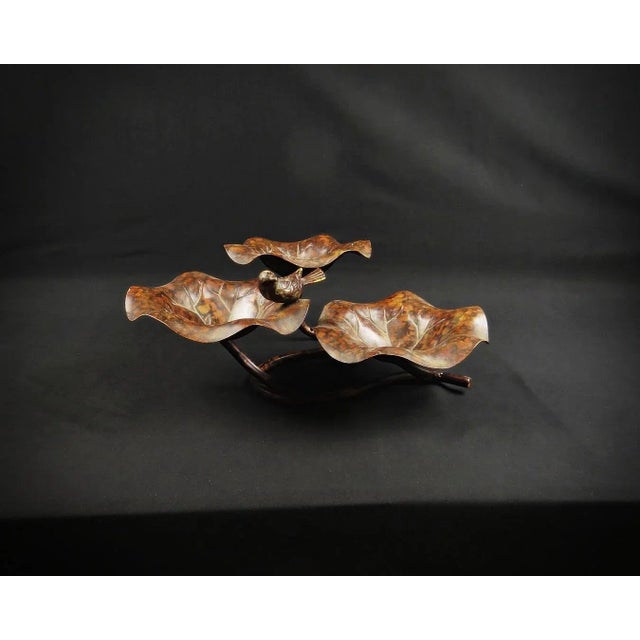 Leaf-Shaped 3-Tiered Lotus Bird Bath in Metal, 2000s For Sale - Image 14 of 14