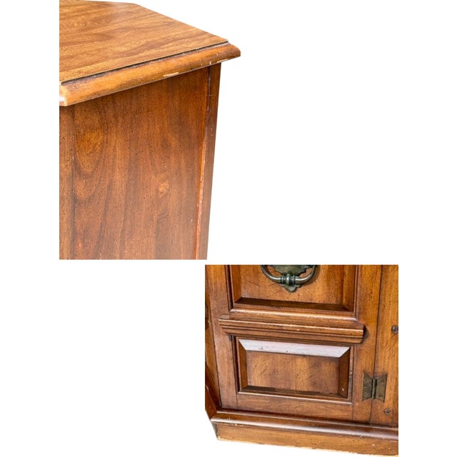 Vintage Octagonal Wood End Tables Pair-Colonial-Traditional-Storage-Night Stands For Sale - Image 10 of 11