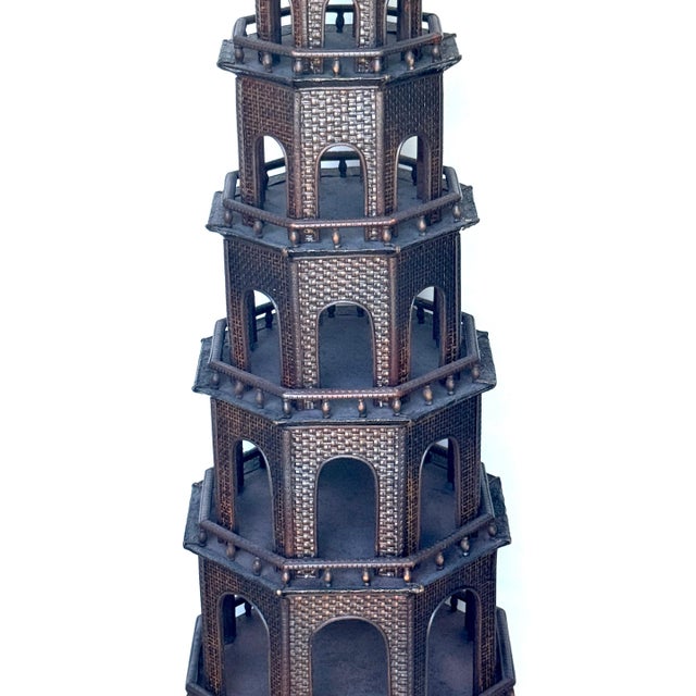 Rare Anglo-Indian Painted Pagoda with Original Miniature-Decorated Stand For Sale - Image 12 of 18