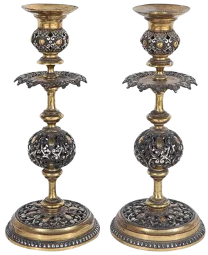 Pair of 19th C. Italian Bronze Candle Sticks