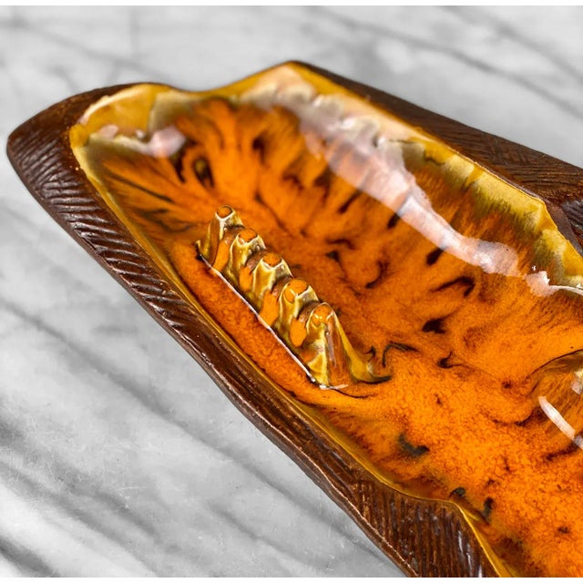 Mid-Century California Pottery Orange Drip Glazed Centerpiece Cigar Ashtray For Sale - Image 6 of 9