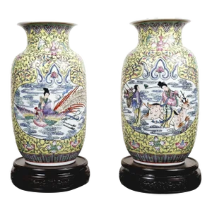 Pair of Chinese Porcelain He Xiangu Matched Tongpings