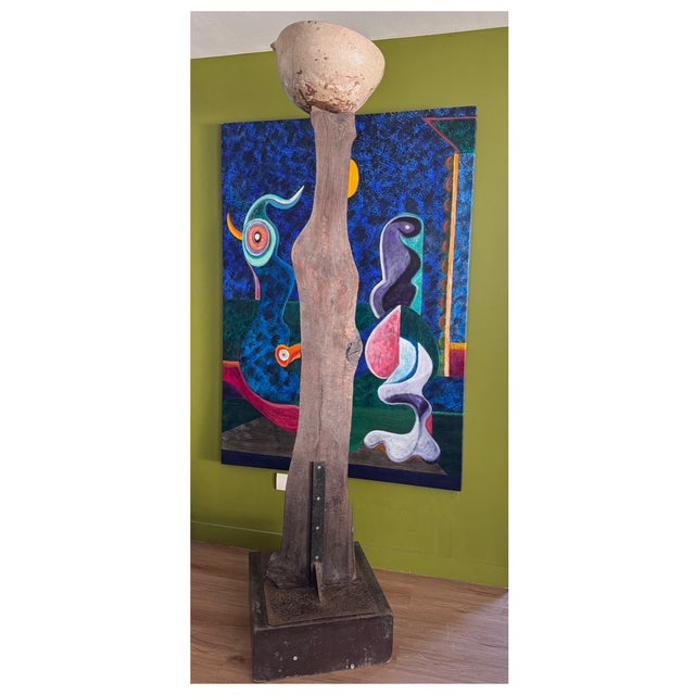 Nicole Bridier, The Zézé Player, Direct-Carved Sculpture, 1992–93, 250CM Tall For Sale - Image 4 of 10
