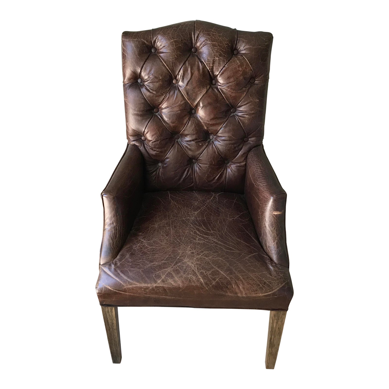 Restoration Hardware Bennett Camelback Leather Arm Chair | Chairish