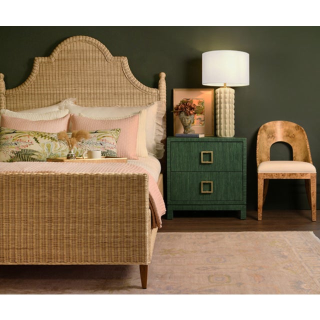 Wood Matthew Izzo Home Chamberlain Queen Rattan Bed Frame With Arched Headboards, Side Rails, and Footboard For Sale - Image 7 of 9