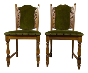 Vintage Chairs in Beech and Fabric, Set of 2