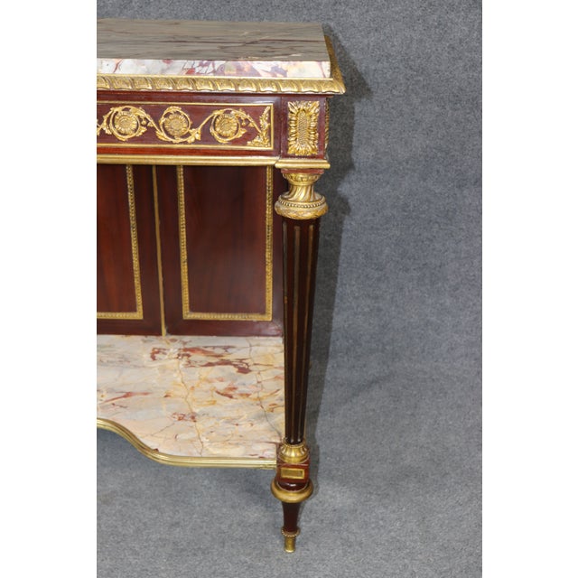 Stone Signed Henry Dasson 1860s Era Bronze Mounted Marble Top Server Console Table For Sale - Image 7 of 15