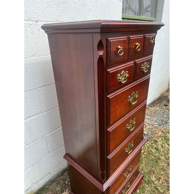 Pennsylvania House Chippendale Style Cherry Semainier Lingerie Bachelors Chest Dresser Drawers move smoothly, brass...