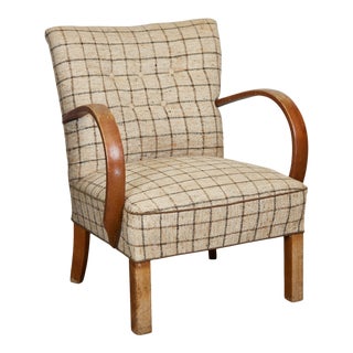 1940s Curved Arm Art Deco Chair For Sale