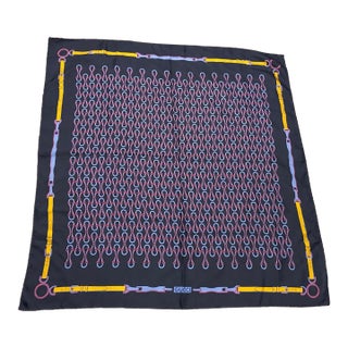 A 1990s Equestrian Motif Silk Scarf by Gucci For Sale
