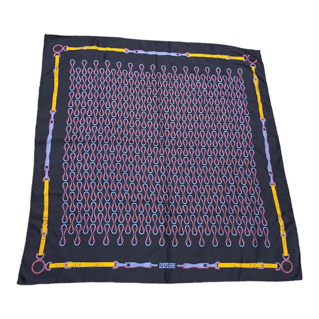 A 1990s Equestrian Motif Silk Scarf by Gucci For Sale