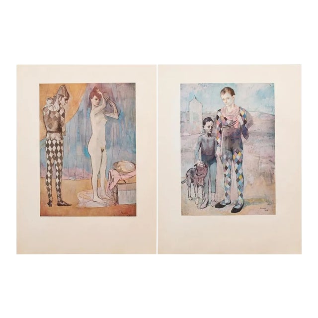 1950s After Picasso, First Edition Period Full-Color Prints of Blue Harlequin - A Pair For Sale