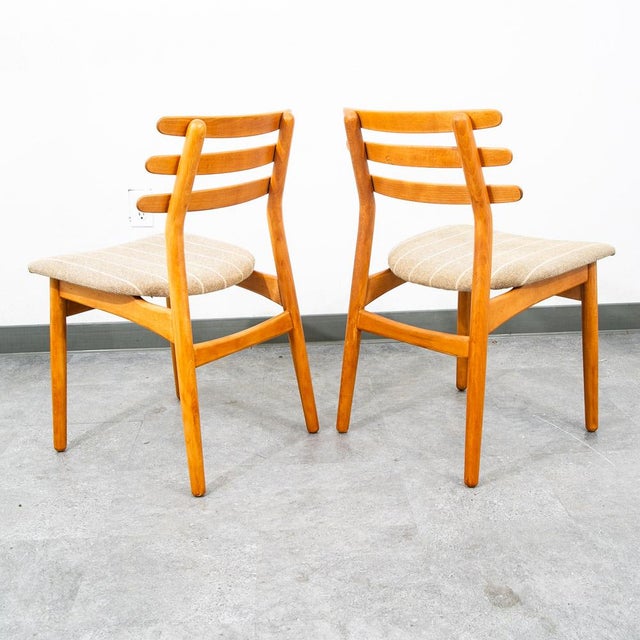 Mid-Century Modern Mid Century Danish Modern Dining Chairs Pair Poul Volther Ladder Back Beech Two For Sale - Image 3 of 12