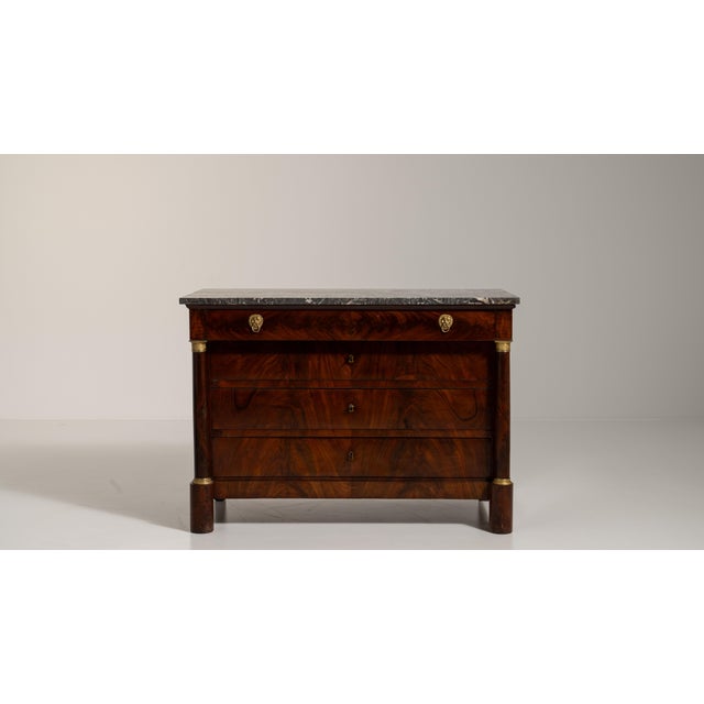1860s French Chestnut Brown Empire Chest of Drawers with Marble Top For Sale - Image 10 of 15