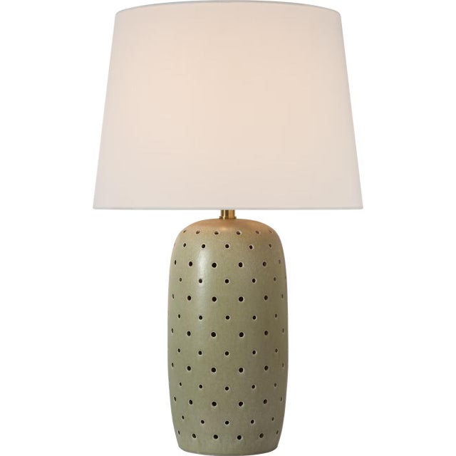 Transitional Chapman & Myers by Visual Comfort Signature Samara 30" Table Lamp in Dusted Mint with Linen Shade For Sale - Image 3 of 3