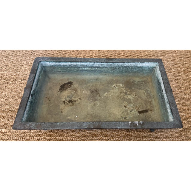 Signed Koi Bronze Large Rectangular Jardiniere For Sale - Image 11 of 11