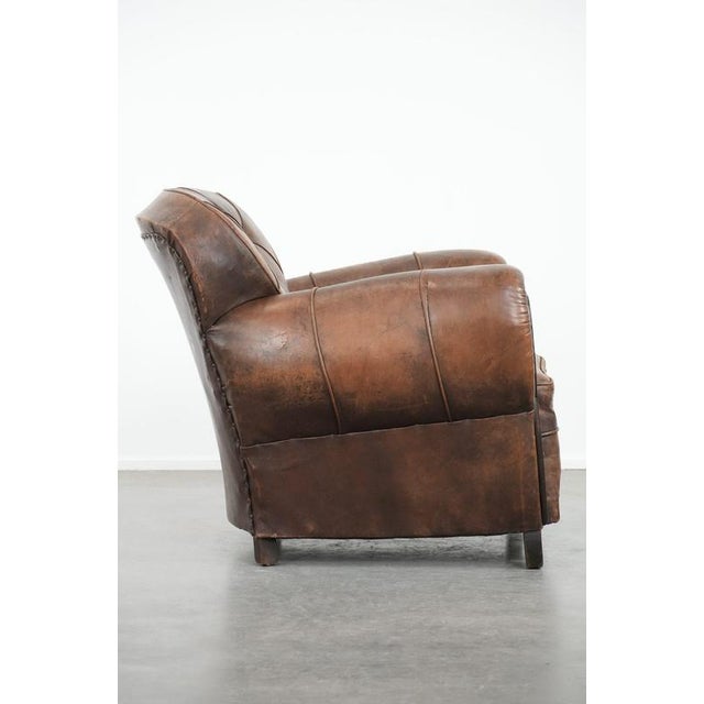 Antique Sheepskin and Wood Armchair For Sale - Image 3 of 14
