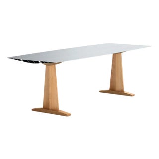 Dinning Table with Silver Top with Wood Trestle Legs from BD Barcelona For Sale