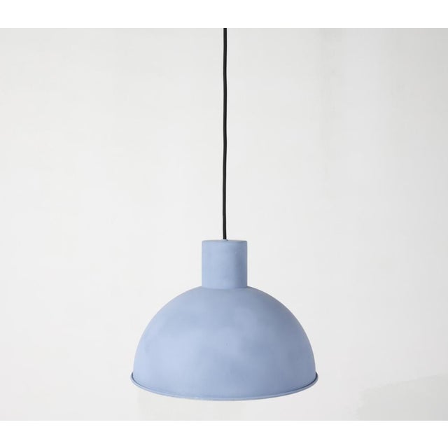 Baby Blue 1970's Danish Domed Baby Blue Ceiling Pendant For Sale - Image 8 of 9
