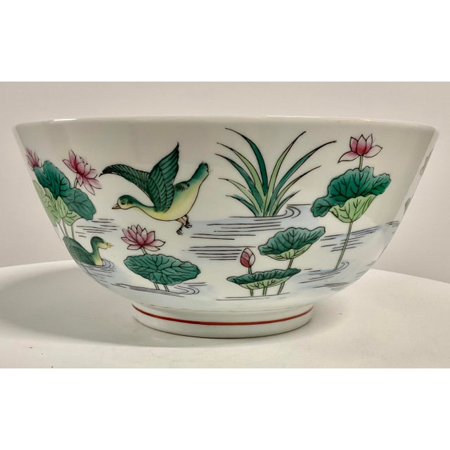 Japanese Mid 20th Century Japanese Lotus and Bird Bowl For Sale - Image 3 of 11
