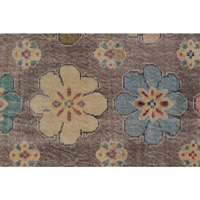 Vintage Distressed Runner Rug, Pastel Florals on Earthy Ground - Rug & Kilim For Sale In New York - Image 6 of 8