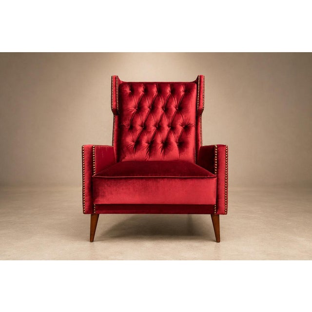 Giuseppe Scapinelli Armchair in Hardwood & Ruby Cotton Velvet, Brazil, 1956 For Sale - Image 13 of 18