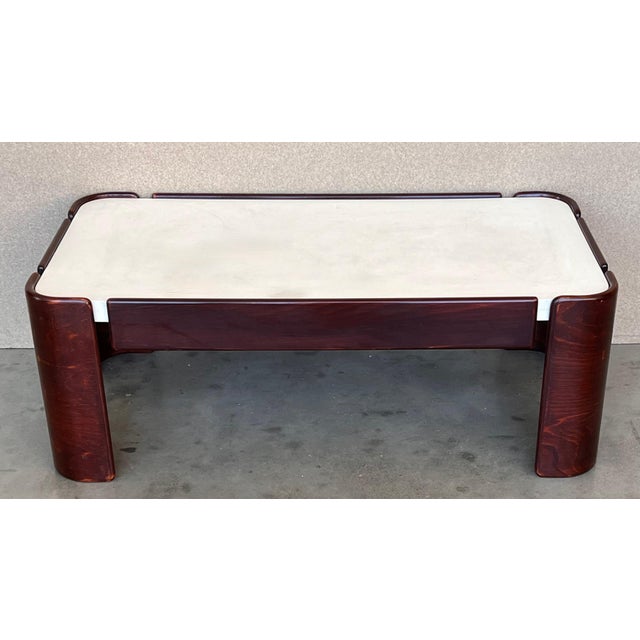 Mid-Century Modern Rectangular Table with Curved Legs and White Top For Sale - Image 18 of 18