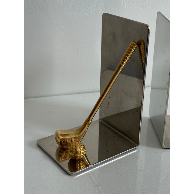 American Late 20th Century Brass and Chrome Golf Bookends For Sale - Image 3 of 8