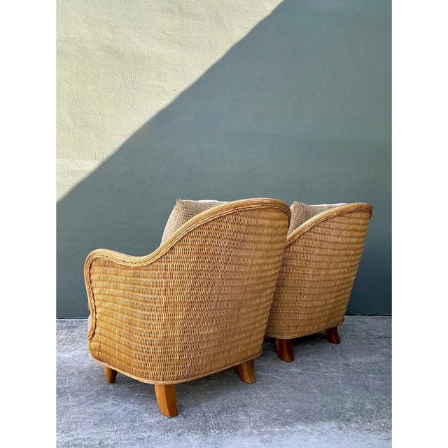 Vintage Biomorphic Rattan Lounge Chairs - A Pair For Sale - Image 9 of 12