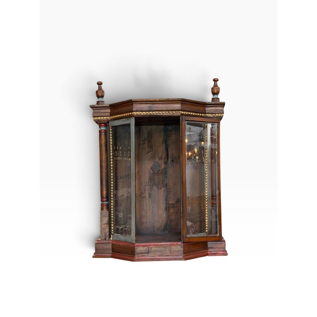 Italian Antique Carved Italian Walnut Santos Reliquary Cabinet For Sale - Image 3 of 4