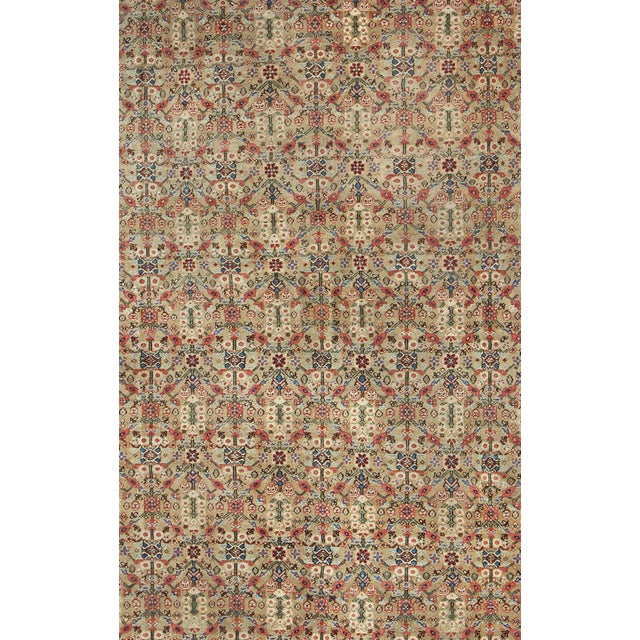 Antique Persian Sultanabad Carpet With All Over Geometrics in Yellow Background 9'5"x12'4" For Sale - Image 4 of 7