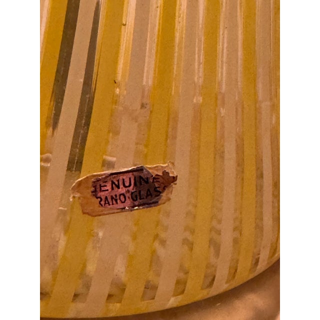 Murano Vintage Italian Murano Glass Table Lamp – Ribbed Yellow Blown Glass With Shade For Sale - Image 4 of 12