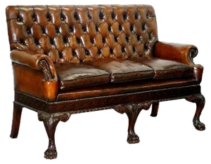 Victorian Georgian Irish Brown Leather Chesterfield Sofa with Lion Hairy Paw Feet