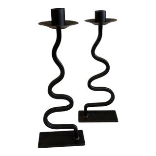 Vintage Blackthorne Forge Iron Candlestick Holders For Sale