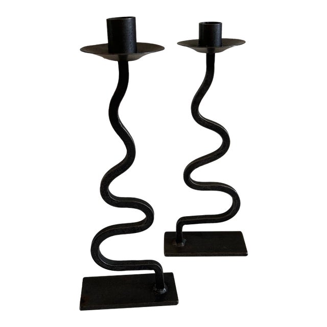 Vintage Blackthorne Forge Iron Candlestick Holders For Sale