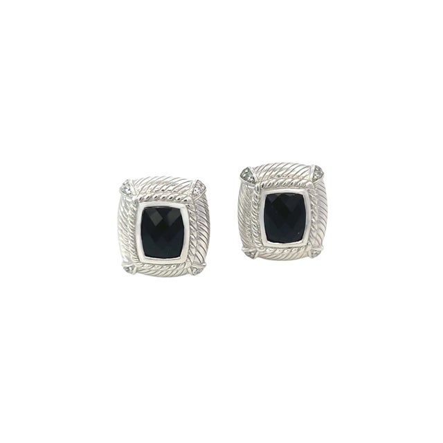 Authentic Judith Ripka Estate Onyx Omega Back Earrings Sterling Silver 14 Grams JR1 These authentic Judith Ripka estate...