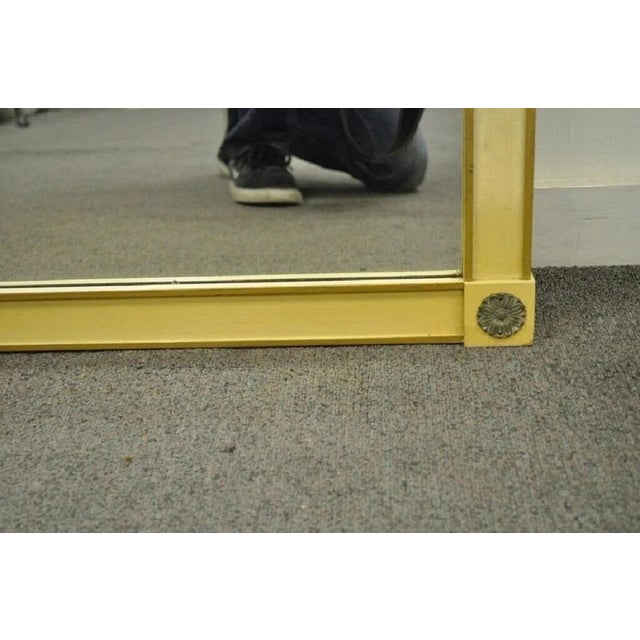 Wood Vintage Hollywood Regency Neoclassical Brass Ring Cream Painted Wall Mirror For Sale - Image 7 of 10