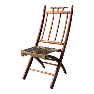 Antique Tapestry Campaign Folding Chair