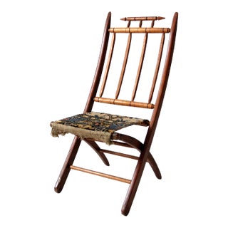 Antique Victorian Folding Camp Chair For Sale